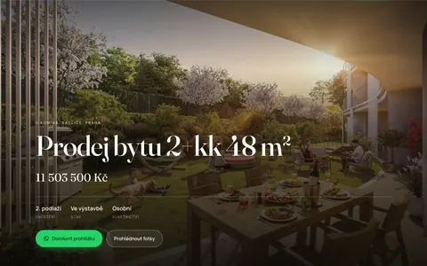 Ukázka webu nemovitosti: Byt 2+kk, 48 m², Praha — Radlice
