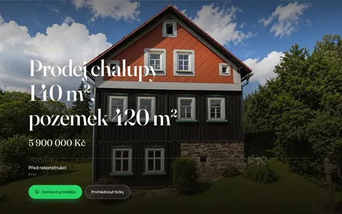 Ukázka webu nemovitosti: Chalupa 140 m², Bublava