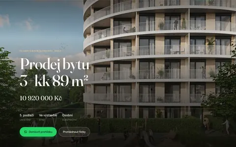 Ukázka webu nemovitosti: Byt 3+kk, 89 m², Brno — Komárov