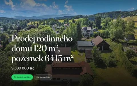 Ukázka webu nemovitosti: Rodinný dům 120 m², Lučany nad Nisou